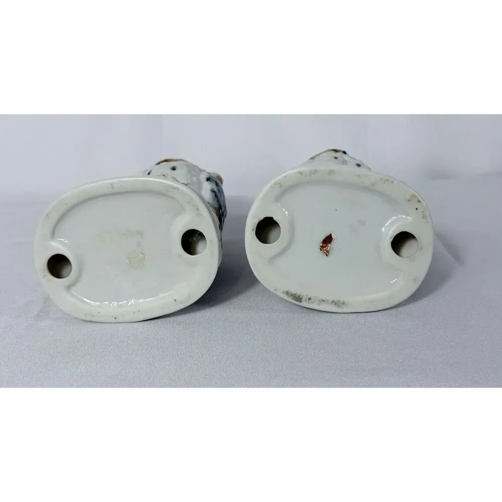 Vtg Ceramic Glazed Owl Pair Snow 6
